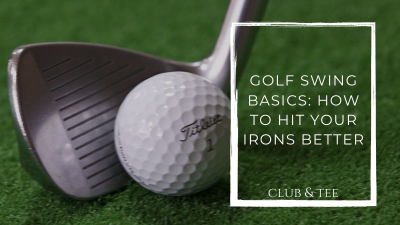 Golf iron head next to golf ball