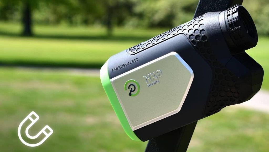 Precision pro golf nx9 rangefinders have uilt-in magnetic cart mount technology
